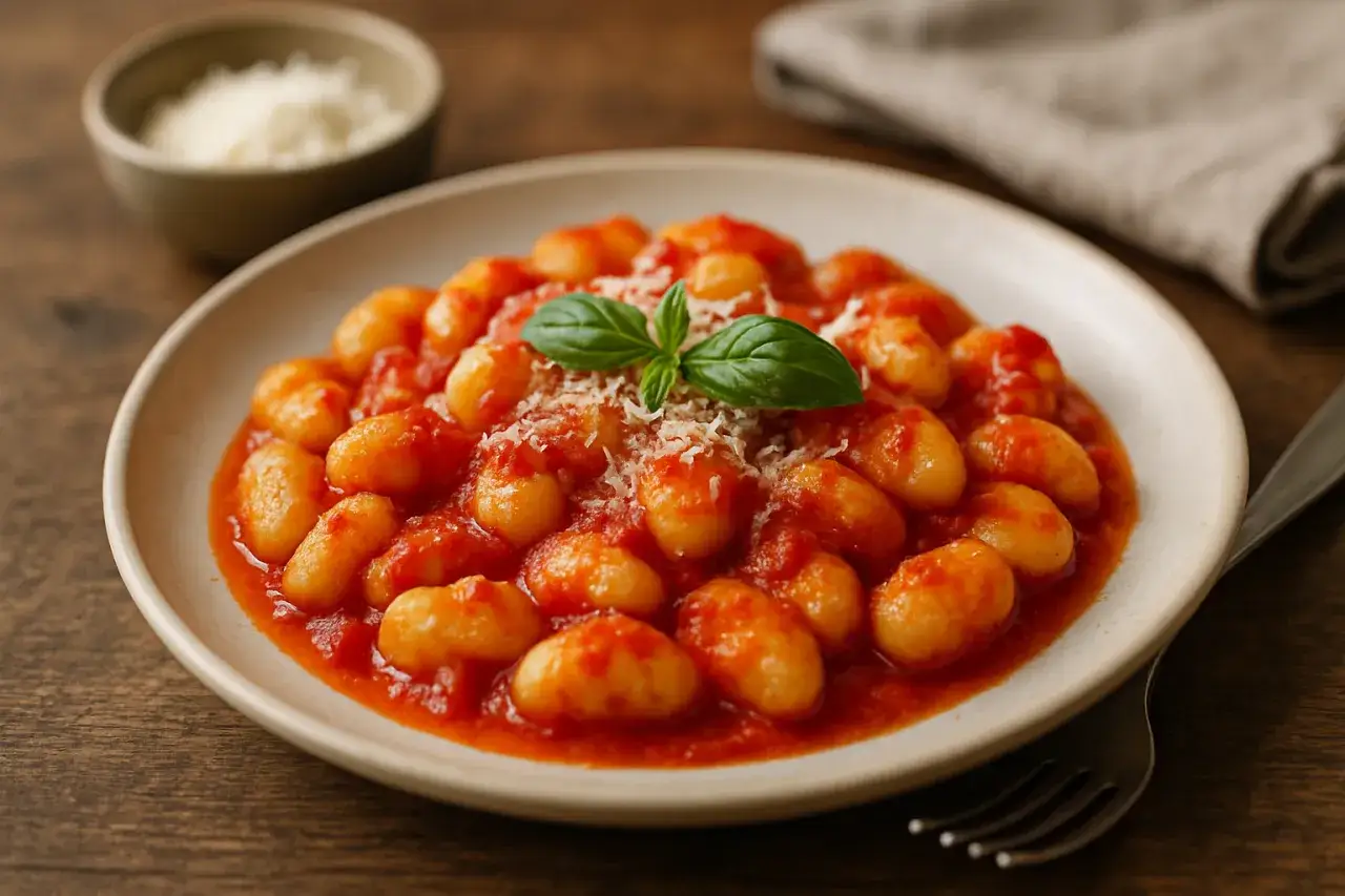 Talerz gnocchi z różnymi sosami