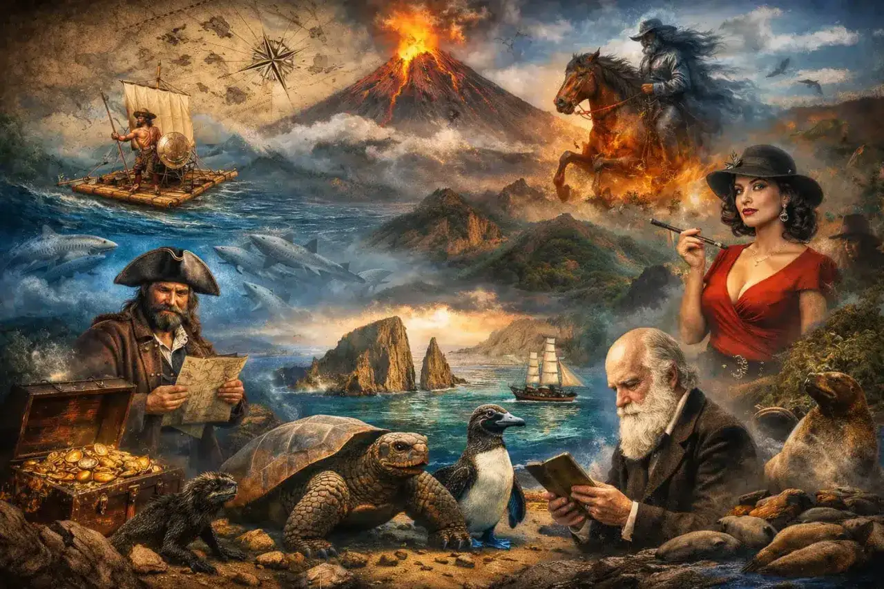 Wyspy Galapagos ciekawostki: piraci, Darwin, żółwie, pingwiny, wulkany i morskie życie. Odkryj tajemnice archipelagu.