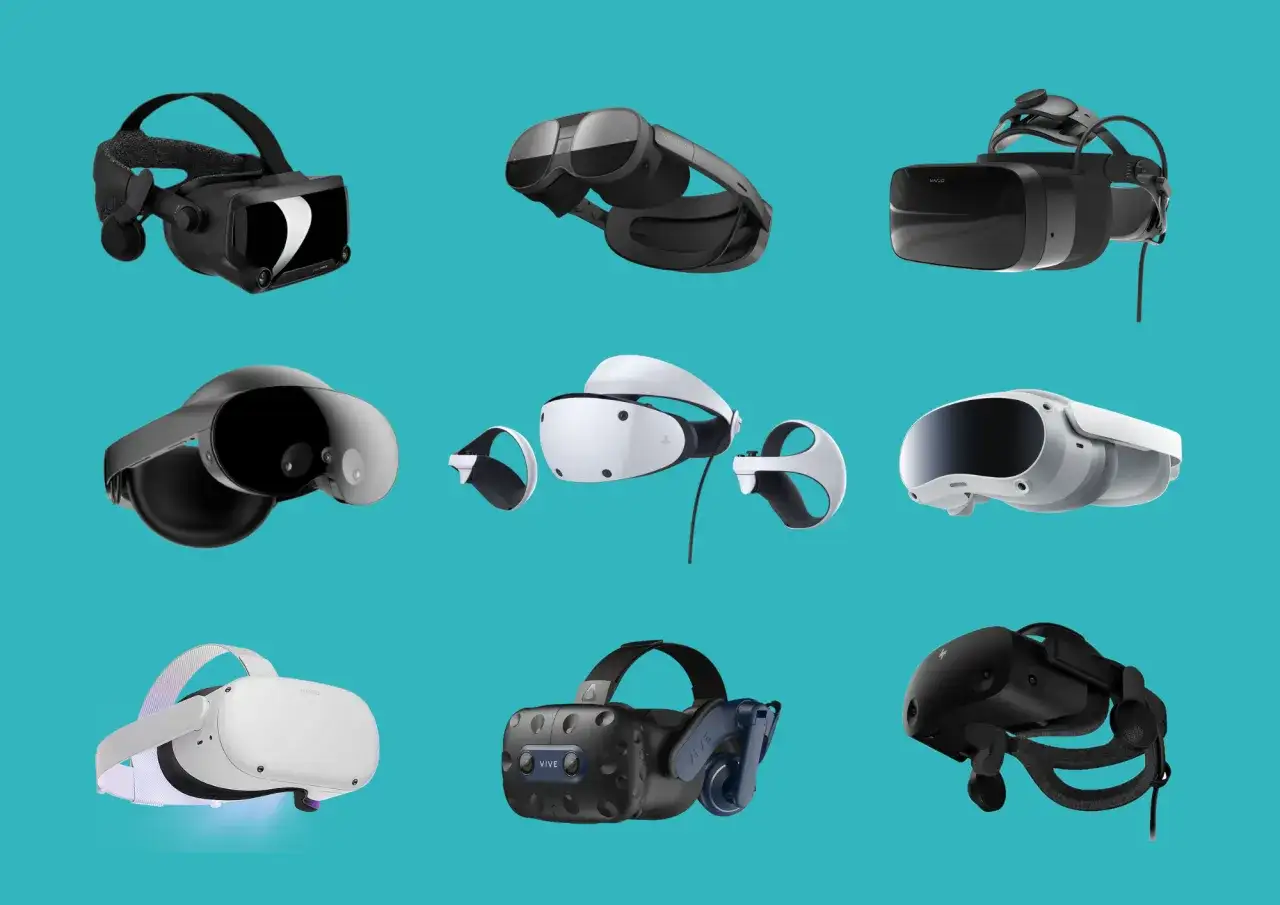 Kolekcja gogli VR: Valve Index, HTC Vive Pro, Pico 4, PS VR2, Meta Quest 3, HP Reverb G2. Idealne do darmowe gry vr.