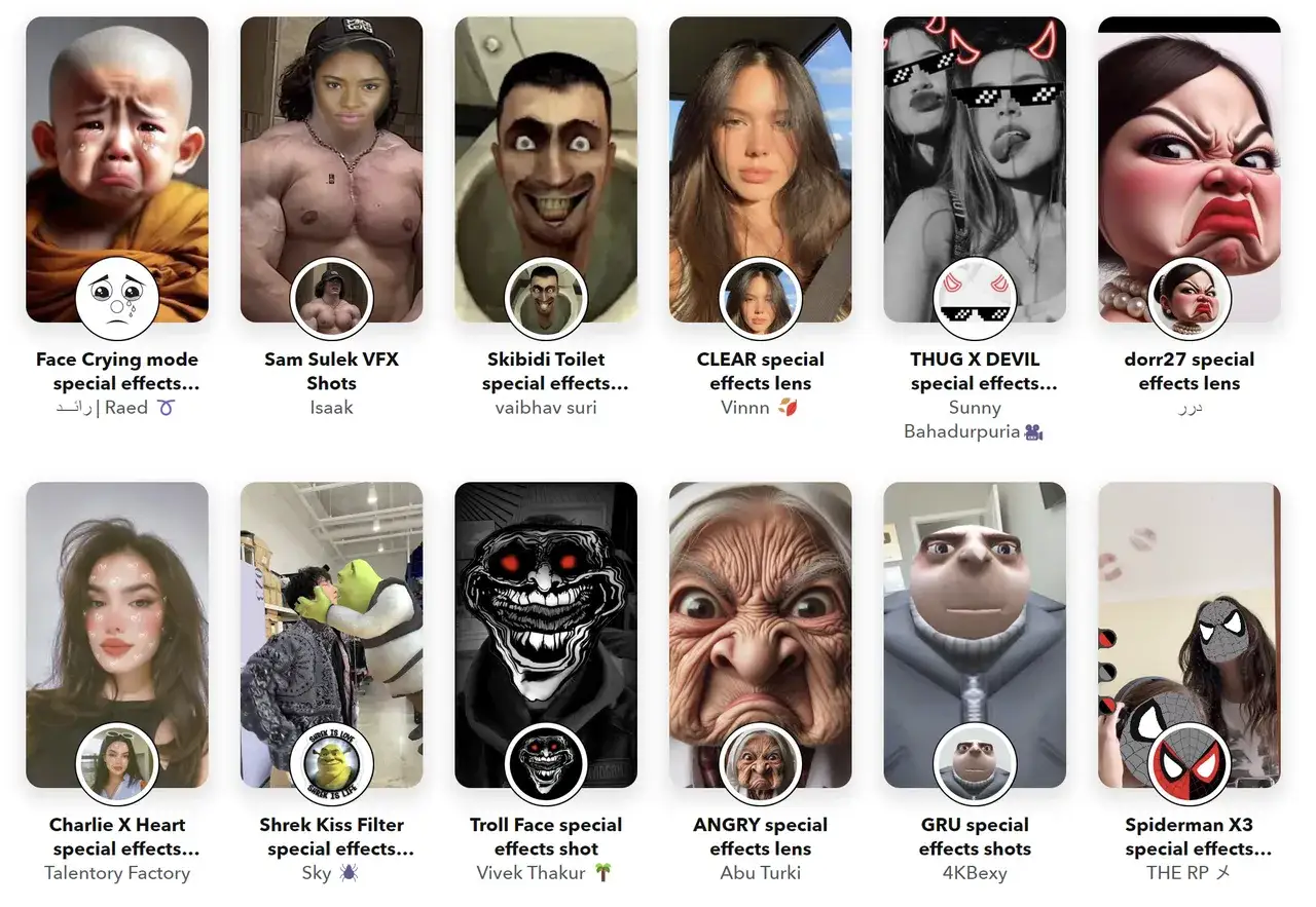 Snapchat filtry AR, osoba używająca filtra
