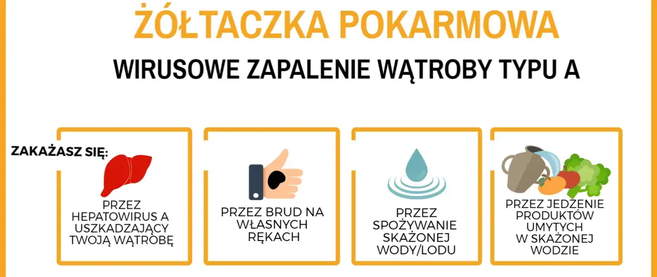 Wirusowe zapalenie wątroby typu A (wzw A) objawy: zakażenie przez brudne ręce, skażoną wodę, lód lub żywność.