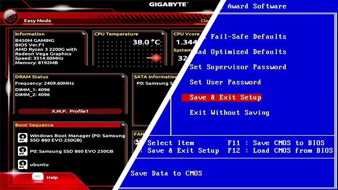 Menu BIOS UEFI
