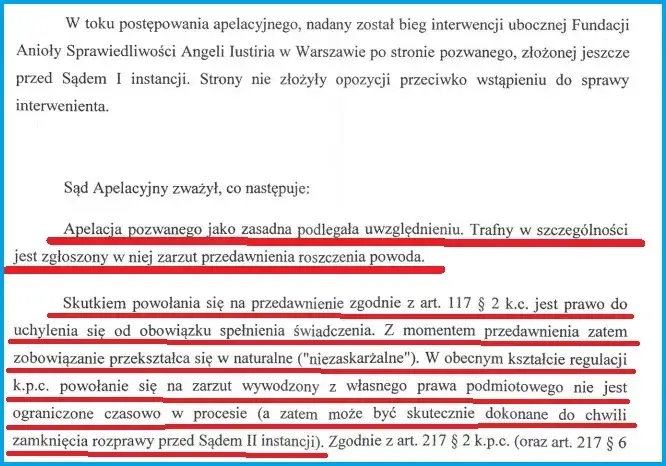 zarzut przedawnienia pismo sądowe