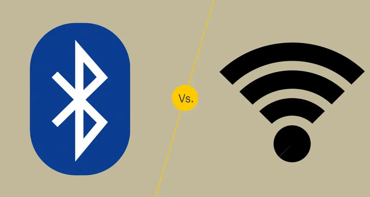 Ikony Bluetooth i Wi-Fi obok siebie, symbolizujące parowanie urządzeń.