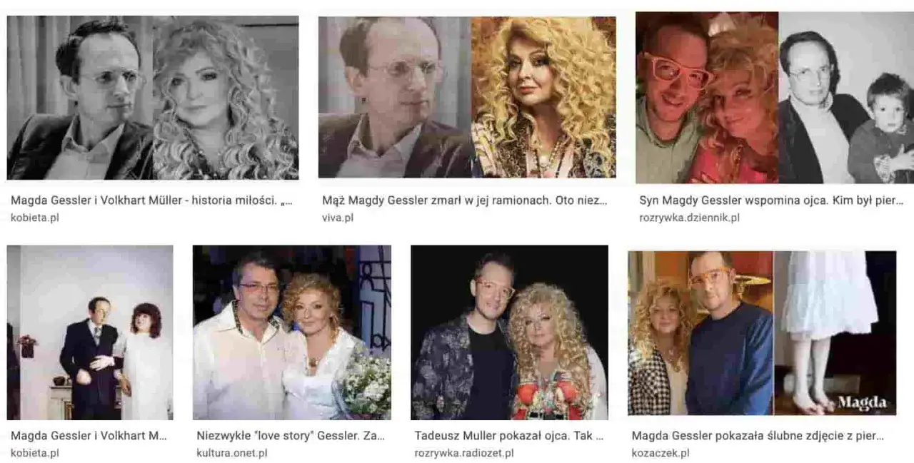 Magda Gessler i jej pierwszy mąż, Volkerhardt Müller, na różnych zdjęciach.
