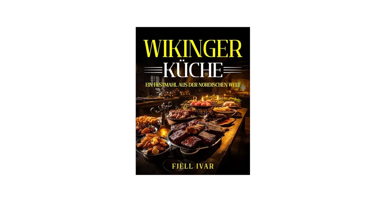 Ein Festmahl aus der nordischen Welt: Wikinger-Küche mit deftigen Braten, Beilagen und Kerzenlicht.