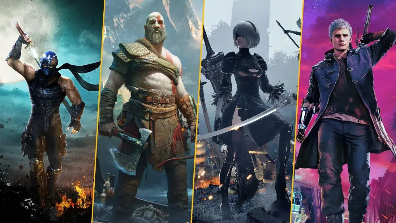 Ninja Gaiden, Kratos, 2B i Nero - bohaterowie najlepszych gier hack and slash, gotowi do walki.