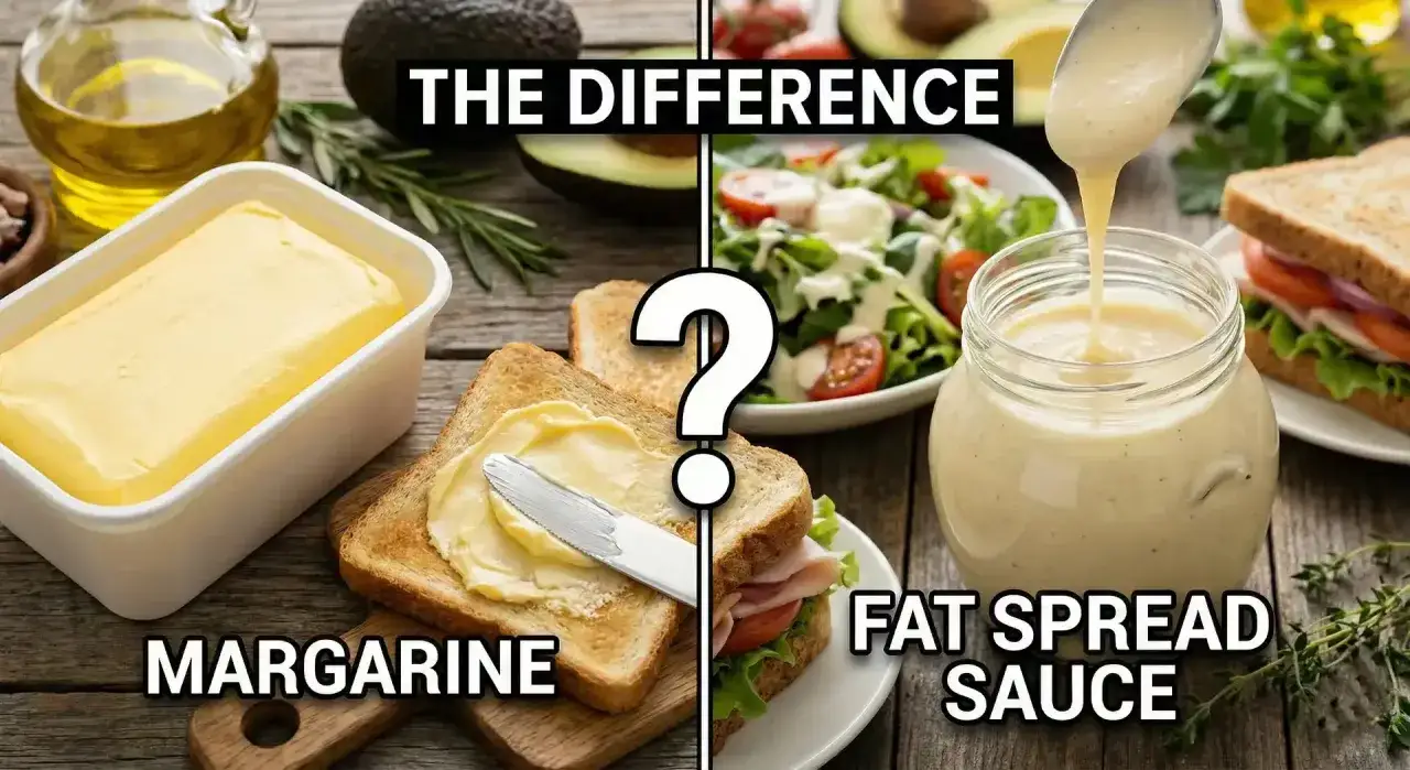 Margarine vs. Fettstreichcreme: Eine Butteralternative ohne Cholesterin? Links Margarine, rechts eine cremige Sauce.