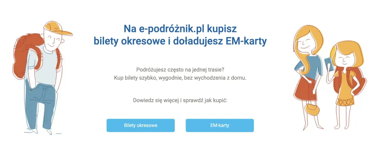 Zrzut ekranu aplikacji mobilnej e-podróżnik.pl