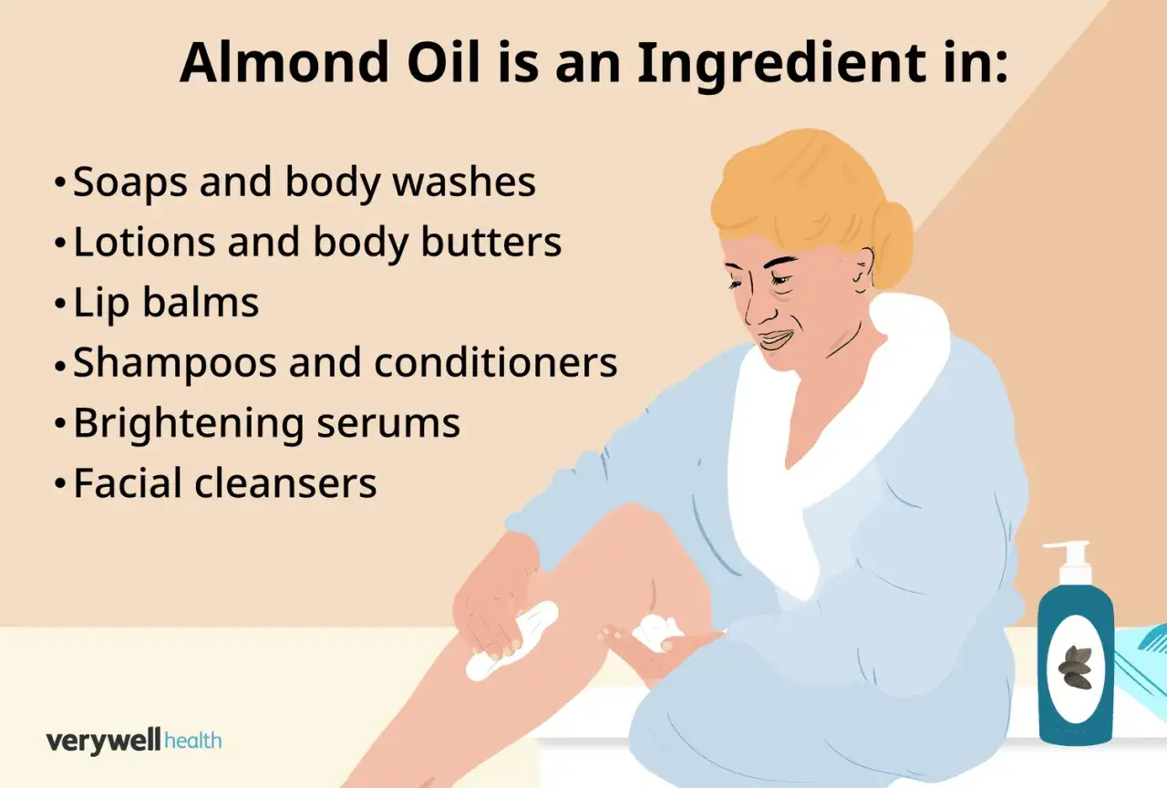 El aceite de almendras es un ingrediente en limpiadores faciales y otros productos de cuidado personal.