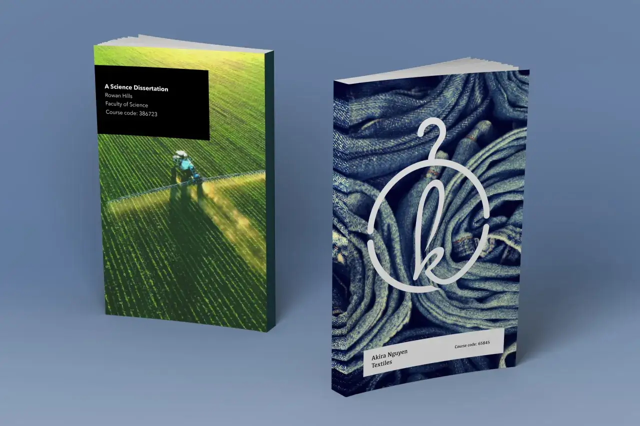 Deux livres de poche : une thèse scientifique sur l'agriculture et un roman sur les textiles.