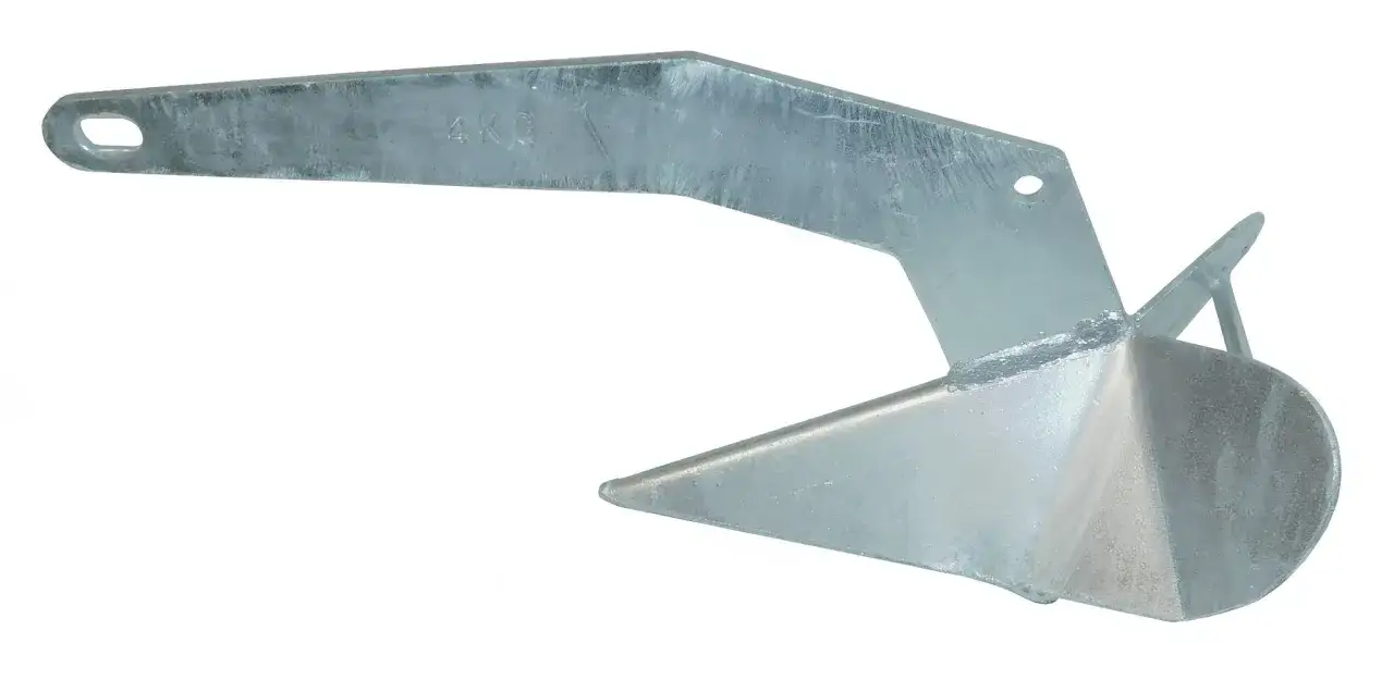 Ein Anker, hier ein 4kg-Modell, ist ein schweres Gerät, das Schiffe und Boote am Meeresboden sichert.