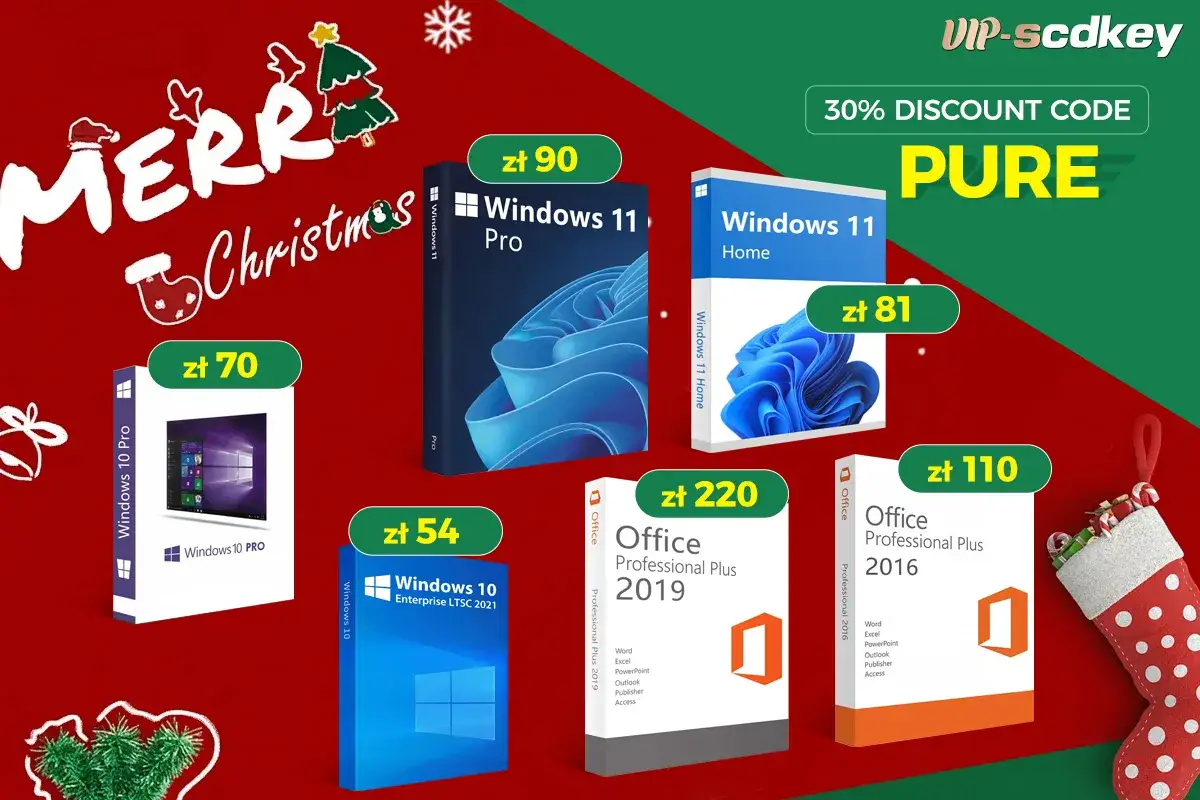 Wesołych Świąt! Czy Windows 11 jest darmowy? Sprawdź ceny na Windows 11 Pro i Home, Office 2019/2016. Zniżka 30% z kodem PURE.