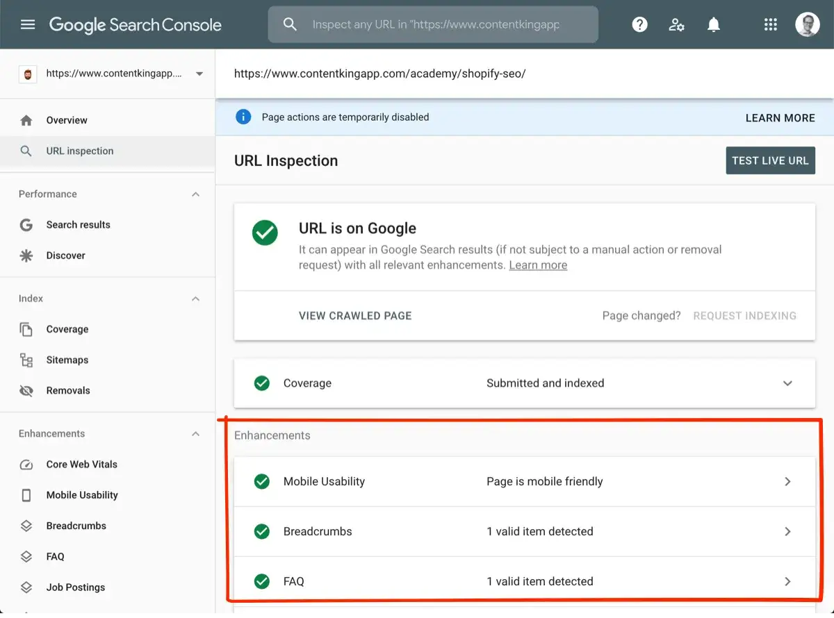 Google Search Console muestra mejoras: usabilidad móvil, migas de pan y FAQ. ¡Clave para posicionar web en Google gratis!