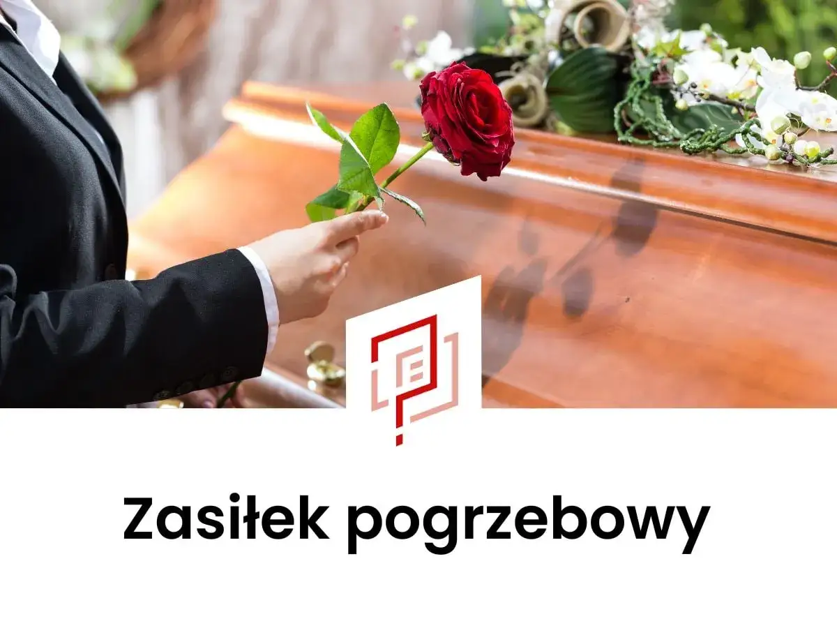Zasiłek pogrzebowy: jakie dokumenty potrzebne do jego uzyskania? Dłoń z różą przy trumnie.