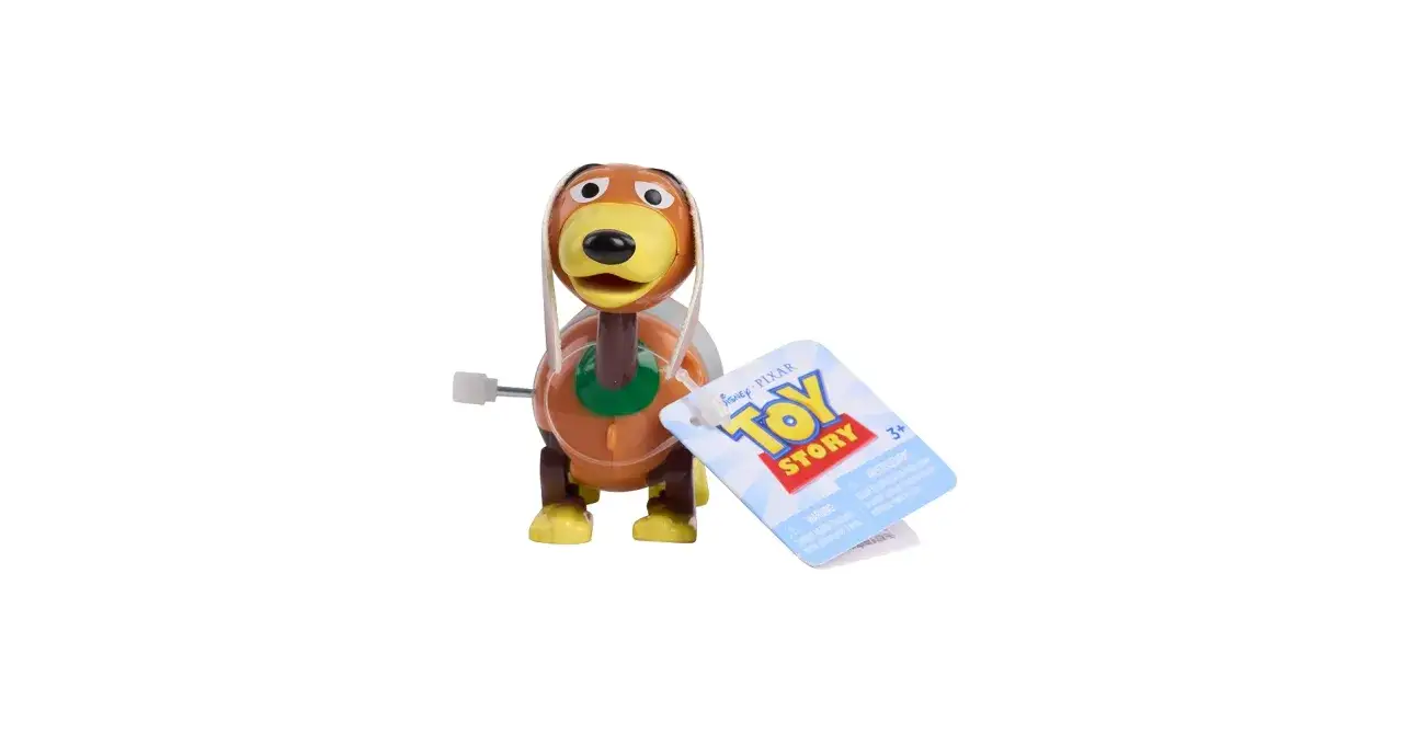 Zabawka Slinky Dog z Toy Story, gotowa do zabawy. Ten wierny towarzysz z filmu 