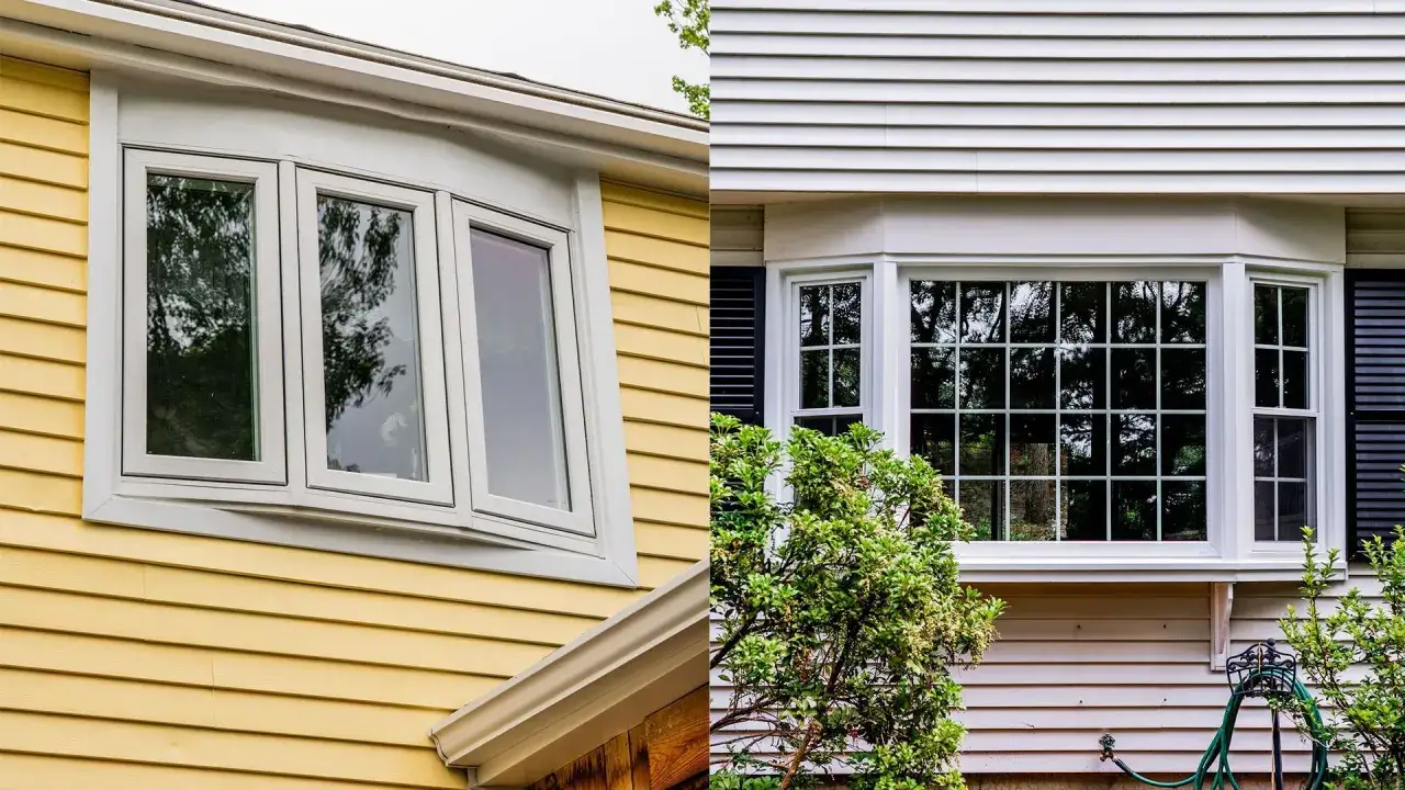 A bow window's curved panels offer a wider view than a bay window's angled panes.