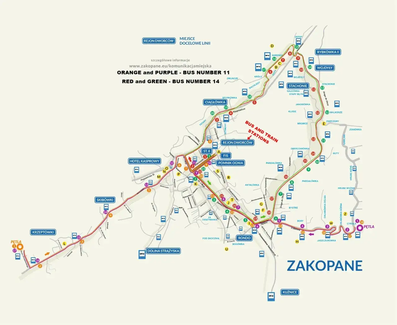 Dworzec Autobusowy Zakopane busy Gubałówka mapa