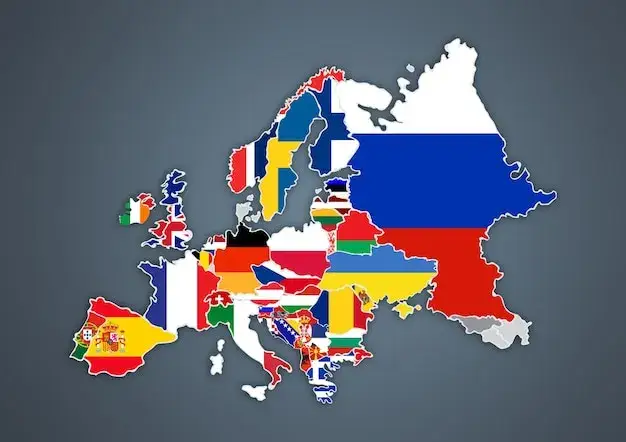 Mapa Unii Europejskiej z flagami Roam Like At Home
