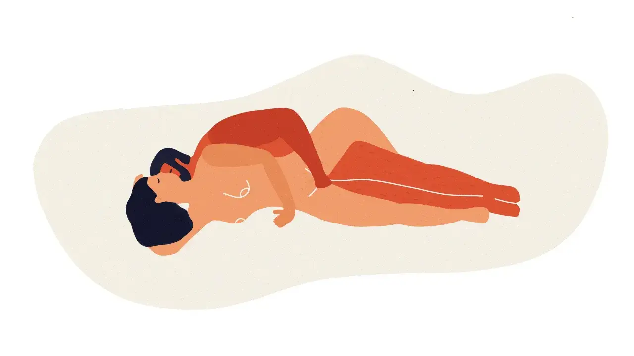 Ilustracja przedstawia intymną scenę, gdzie penis w pochwie symbolizuje bliskość i połączenie dwojga ludzi.