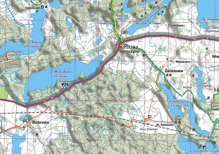 Mapa Pojezierza Drawskiego, Ińskiego, Szczecinka, Miedwia