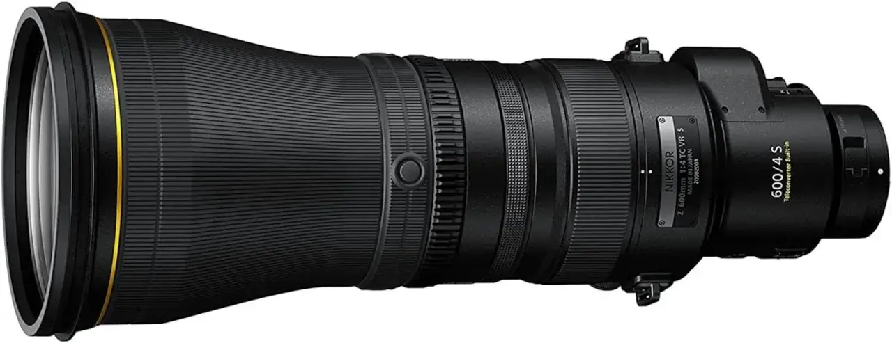 Profesjonalny obiektyw NIKKOR 600mm f/4 TC VR S, idealny do fotografowania zwierząt z daleka.