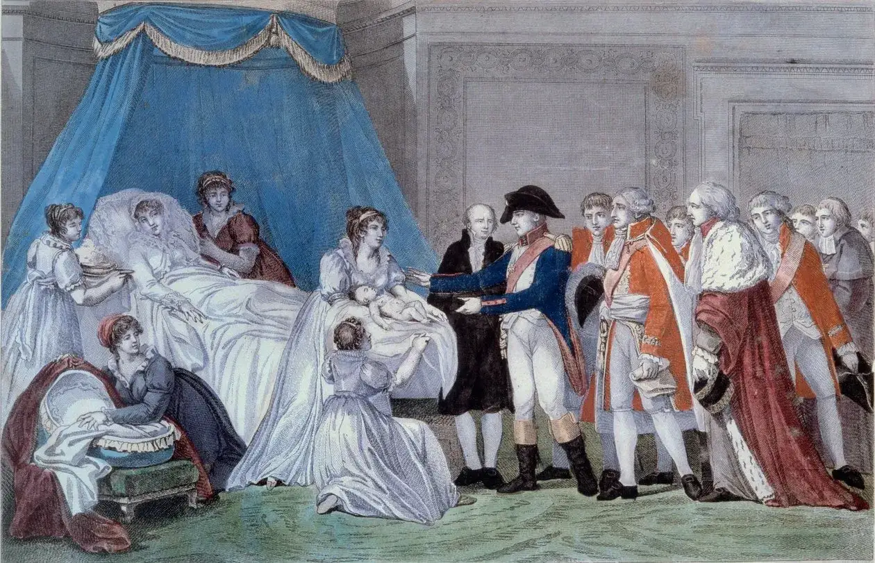 Scène de naissance, Napoléon présente le roi de Rome Bonaparte à la cour.