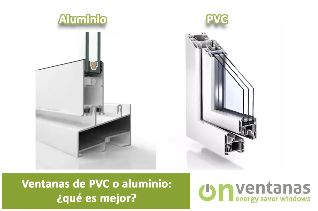 Comparativa de ventanas de aluminio y PVC, mostrando sus perfiles y doble acristalamiento. &iquest;Cu&aacute;l es mejor para tu hogar?