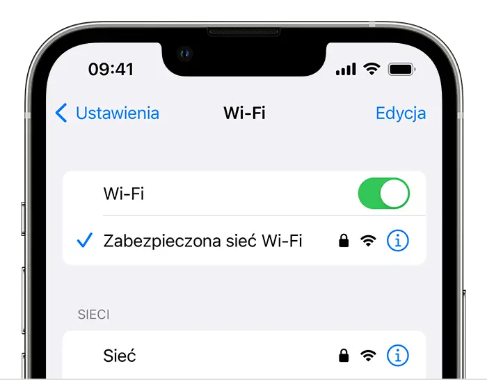 iPhone ustawienia Wi-Fi hasło iOS 16
