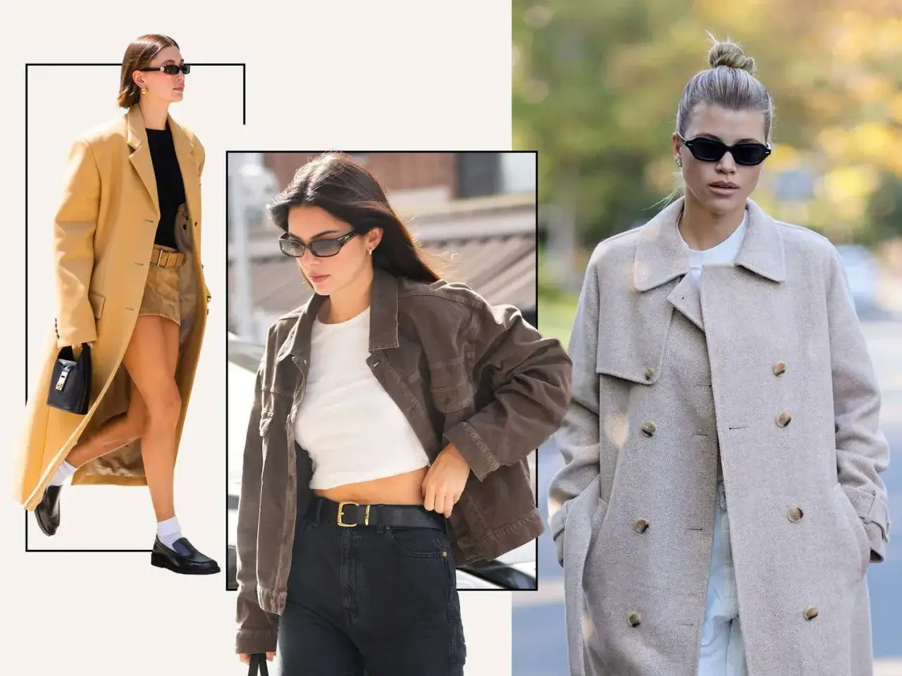 Styling-Ideen f&uuml;r ein Capsule Wardrobe: Trenchcoats, Jacken und Shorts in neutralen Farben.