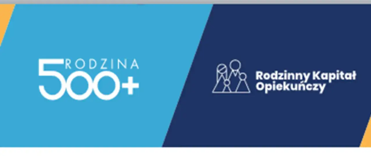 Logo Rodzina 500+ i symbol rodziny z napisem Rodzinny Kapitał Opiekuńczy.