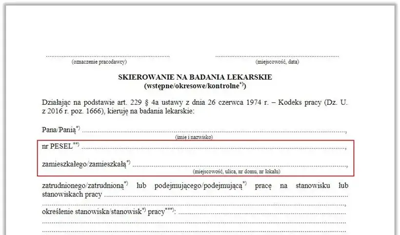 badania wstępne medycyna pracy orzeczenie