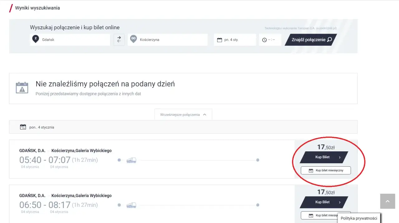 Zakup bilet&oacute;w online PKS