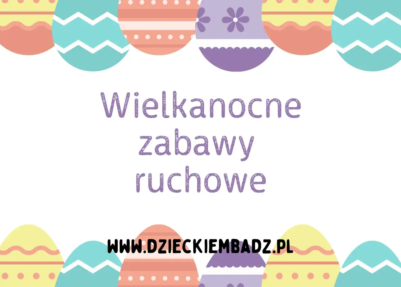 Kolorowe pisanki otaczają napis 