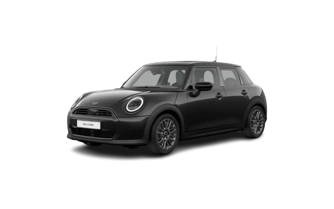 Czarny Mini Cooper z okrągłymi światłami LED. Sprawdź aktualną mini cooper cena i wybierz swój wymarzony model.