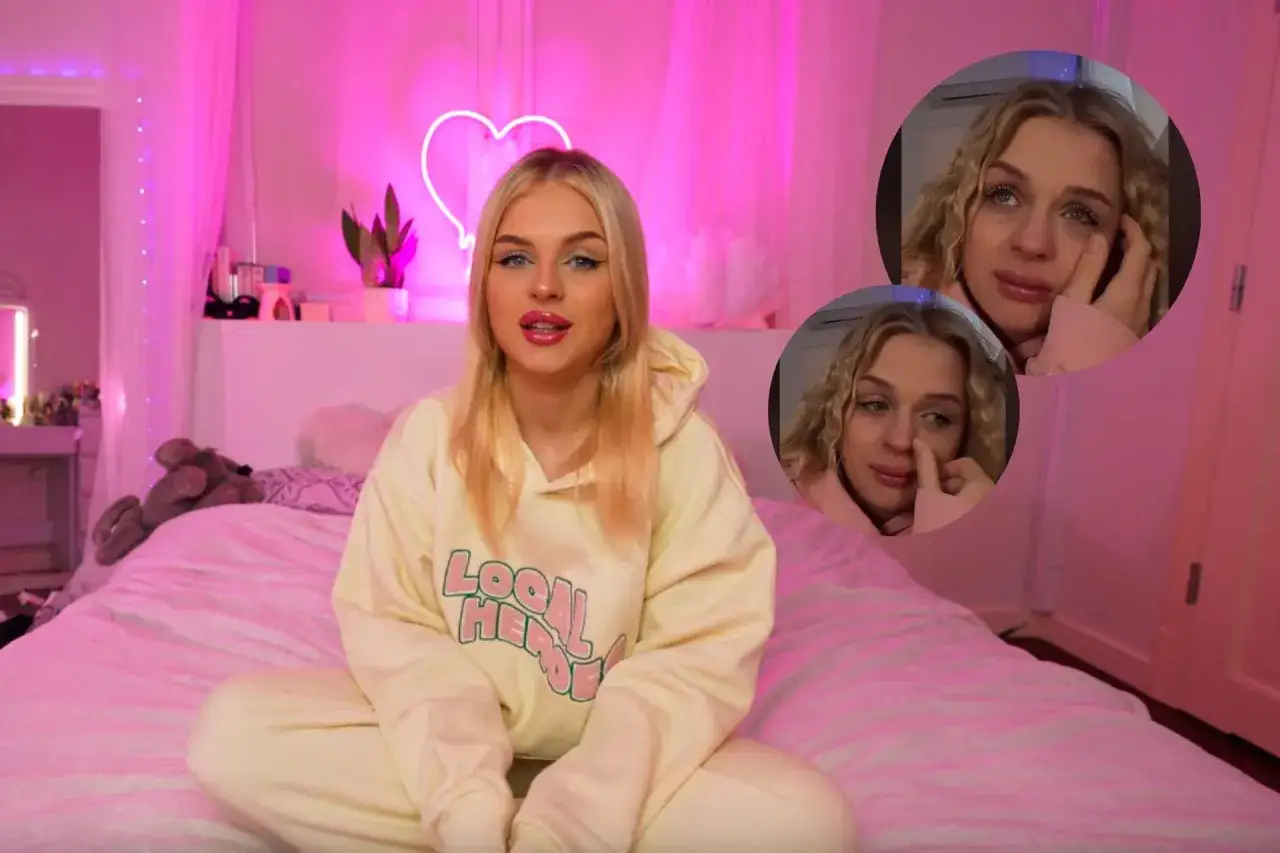 Paulina Hornik, ile lat ma ta influencerka? Na zdjęciu widać ją w pastelowej bluzie, a obok dwa kolaże z jej płaczącą twarzą.