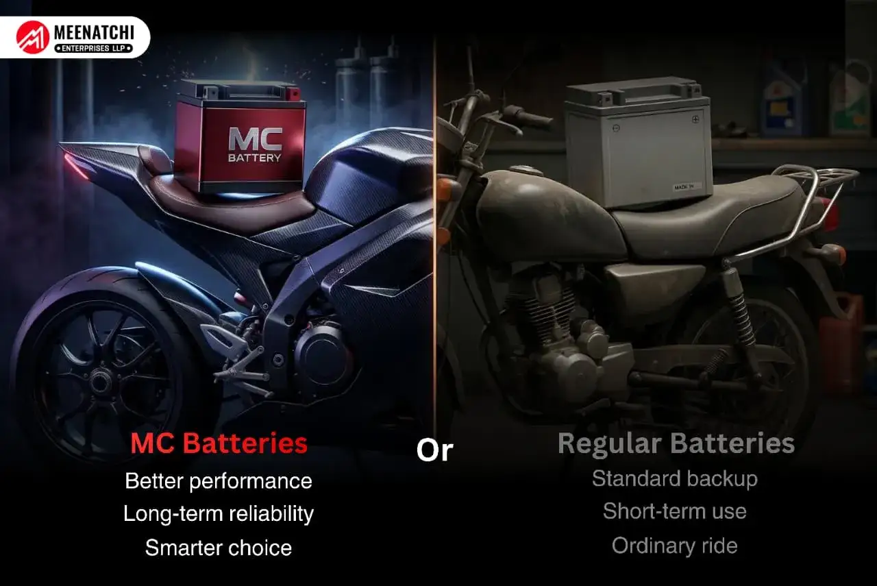 Comparación de una batería moto litio o gel moderna en una moto deportiva con una batería regular en una moto clásica.