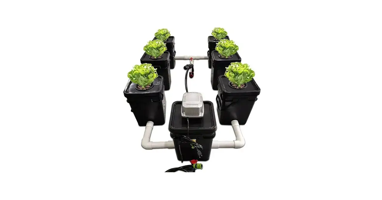 System hydroponiczny z 6 doniczkami, pompką powietrza i rurami. Dowiedz się, jak zrobić hydroponikę krok po kroku.