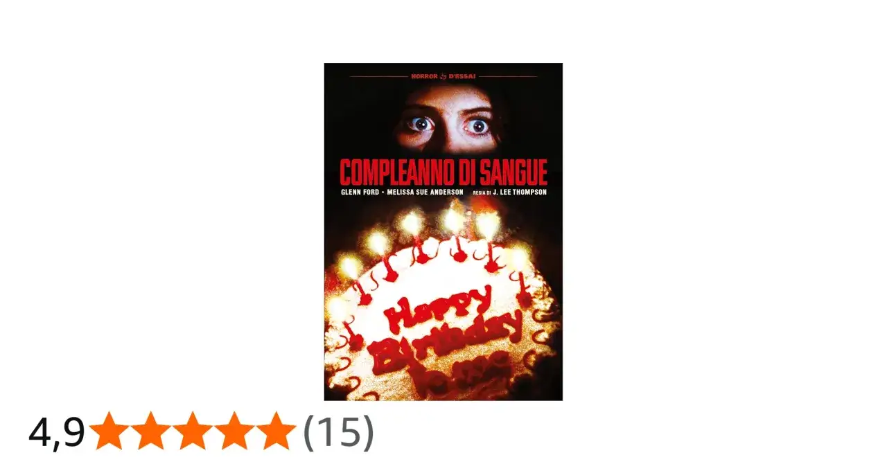 Occhi terrorizzati fissano una torta di compleanno con candele accese, il titolo 