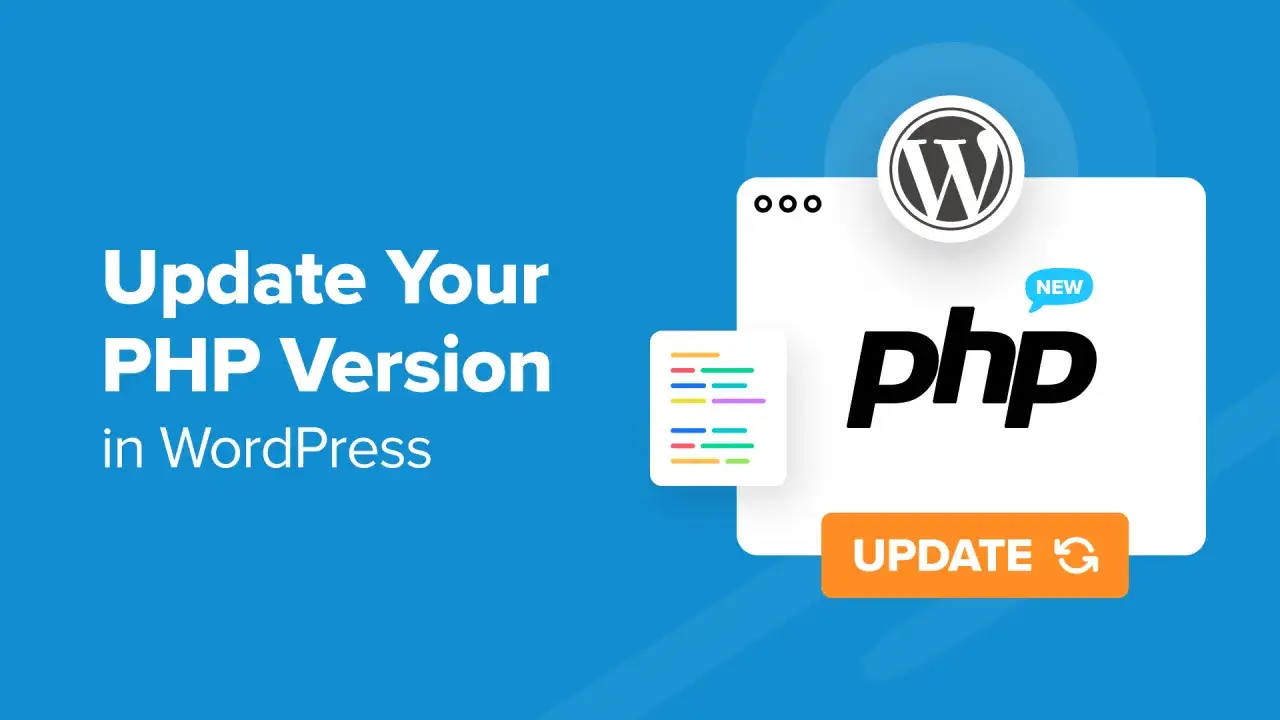 Jak zaktualizować PHP w WordPress? Grafika pokazuje logo WordPress, napis