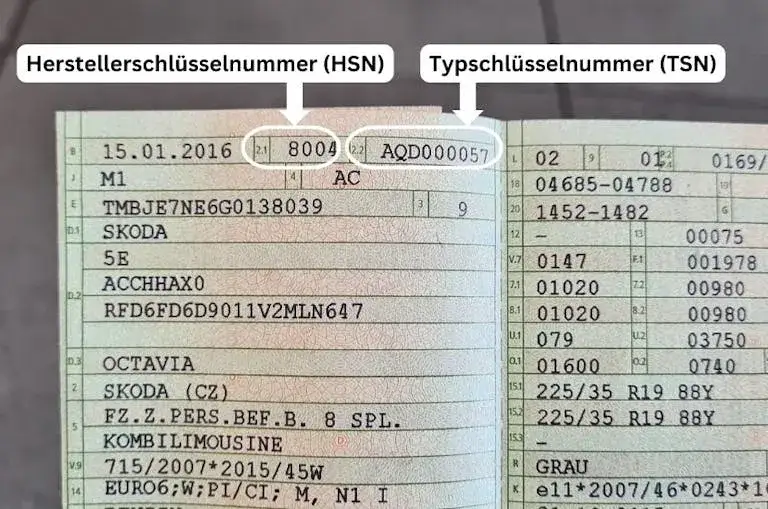 KBA Nummer Fahrzeugschein