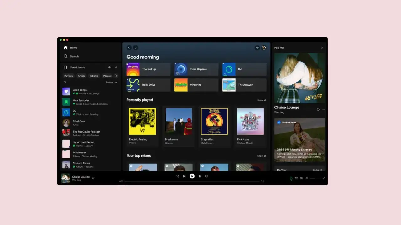 Spotify-Oberfläche mit