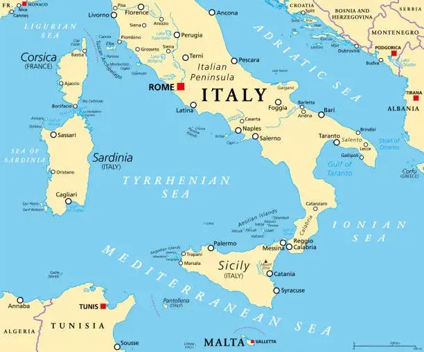 Mapa Morza Adriatyckiego z krajami
