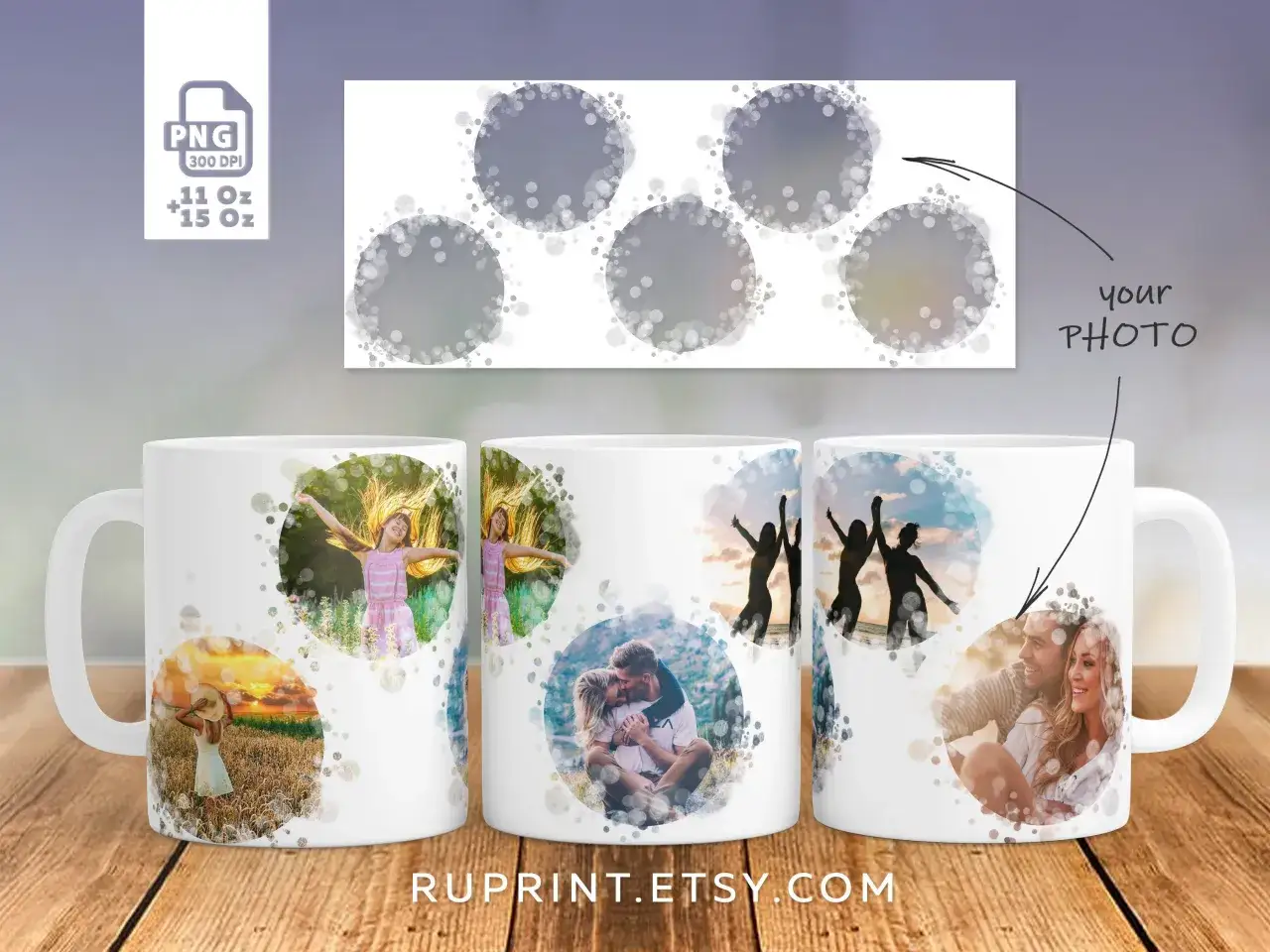 Dise&ntilde;o para tazas personalizadas con fotos de familia y parejas. Muestra c&oacute;mo hacer tazas personalizadas con tus recuerdos.