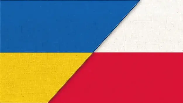Flaga Polski i Ukrainy razem pomoc