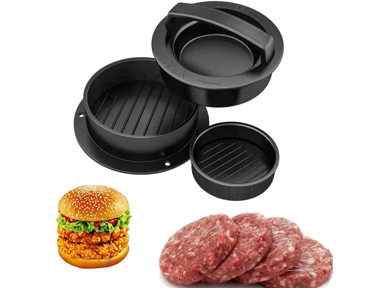 formowanie kotletów na burgery z wgłębieniem