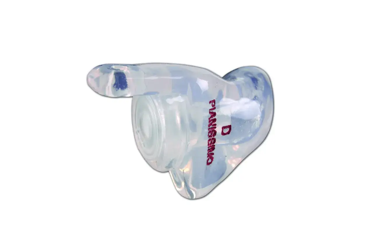 Bouchon d'oreille transparent, id&eacute;al pour pr&eacute;venir les acouph&egrave;nes apr&egrave;s concert.
