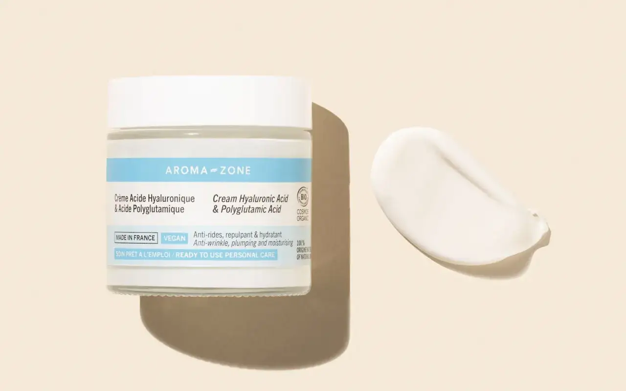 Cr&egrave;me Aroma-Zone &agrave; l'acide polyglutamique, sans danger, pour une peau hydrat&eacute;e et repulp&eacute;e. Un soin pr&ecirc;t &agrave; l'emploi.