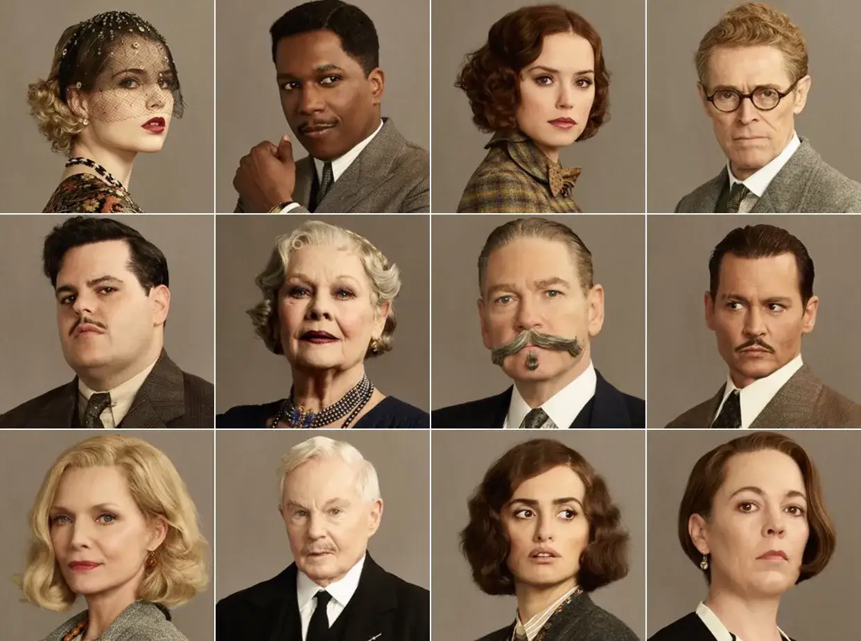 Morderstwo w Orient Expressie obsada: portrety Daisy Ridley, Leslie Odom Jr., Willem Dafoe, Judi Dench, Johnny Depp, Michelle Pfeiffer, Penelope Cruz, Olivia Colman.