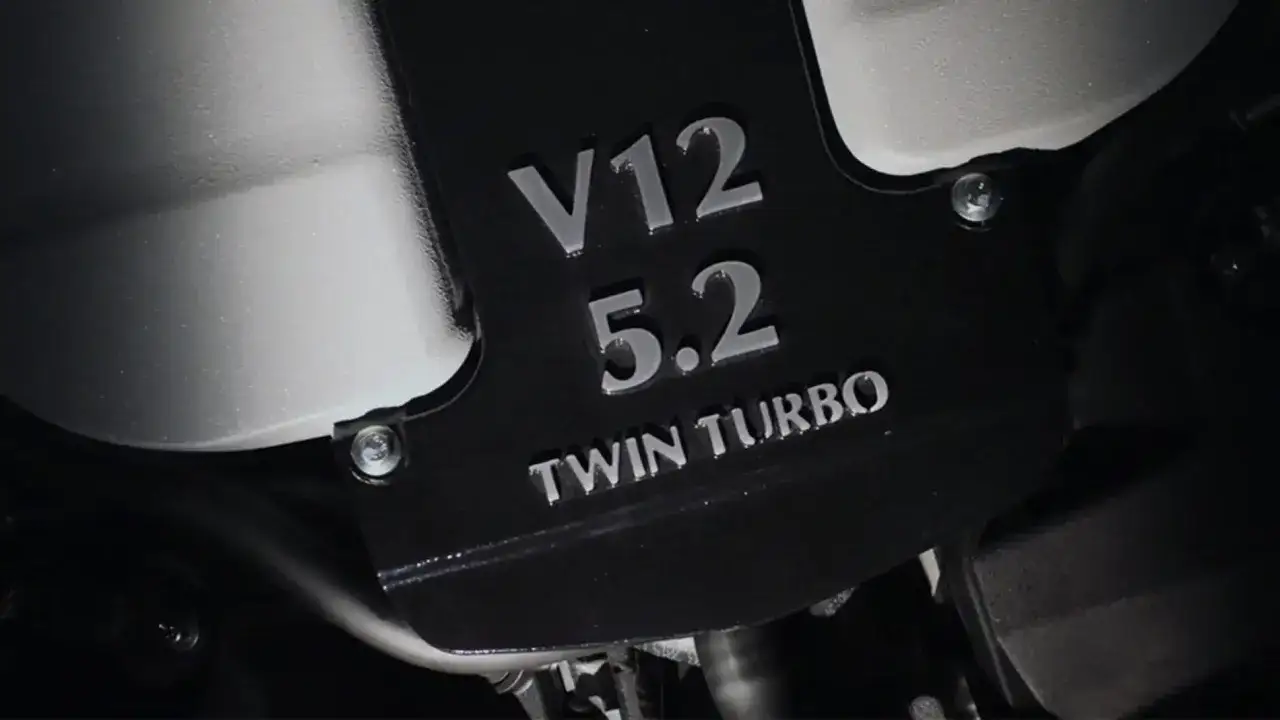 Detalle de motor V12 5.2 Twin Turbo, que es el turbo de un coche: potencia extra para acelerar.